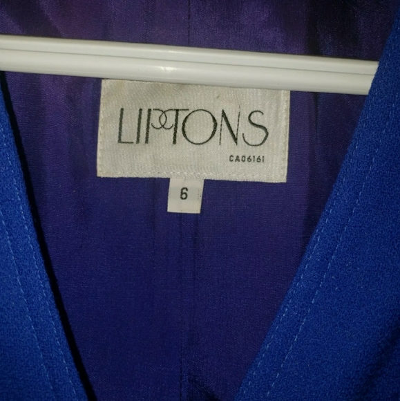 Lipton's Canada CA06161 VTG  Blue Dress Size 6 Pleated Back Chain Should… - Picture 3 of 10